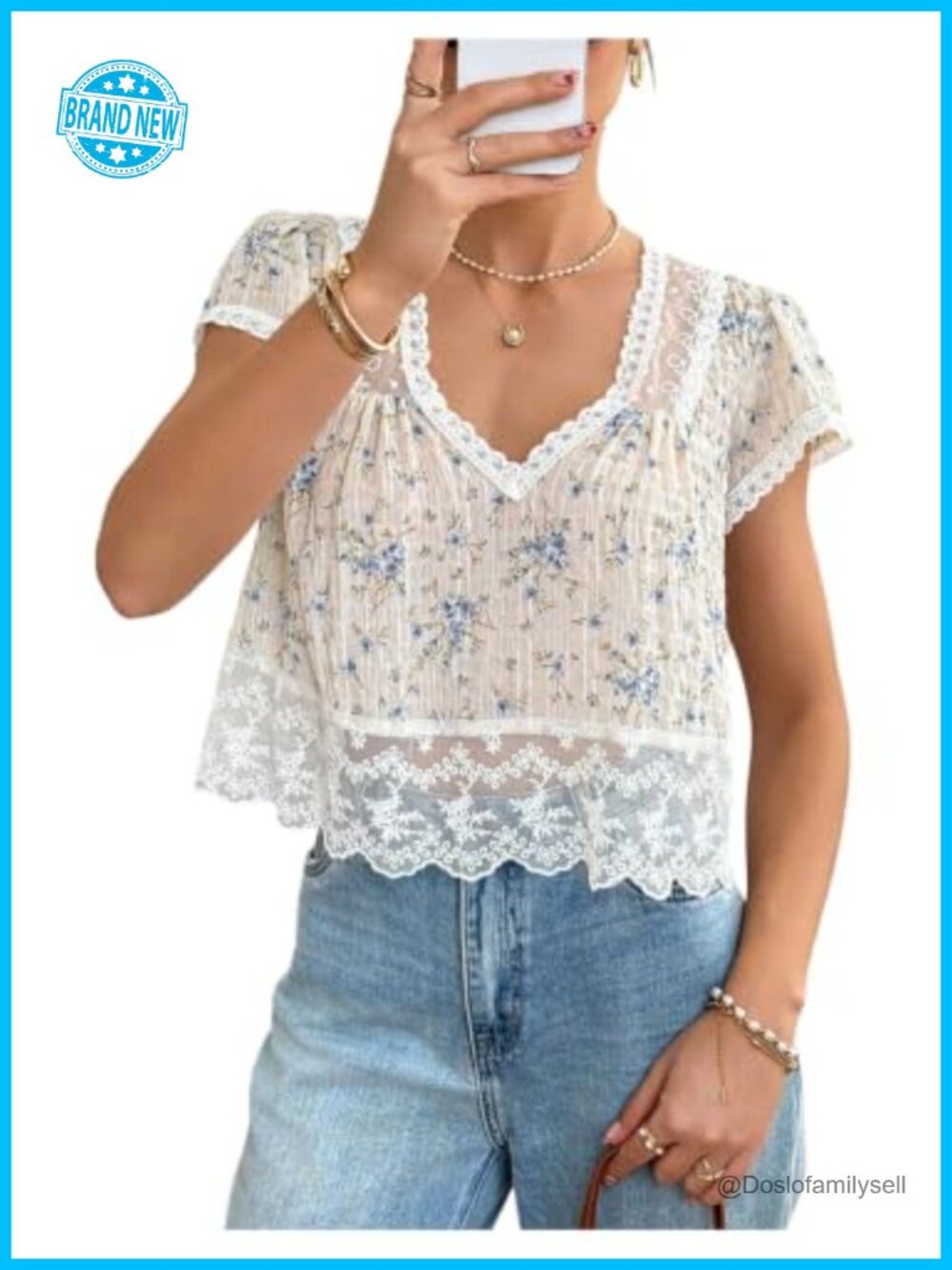 Sheer Lace Floral Peplum Blouse V-Neck Cap Sleeve Women's Going Out Top